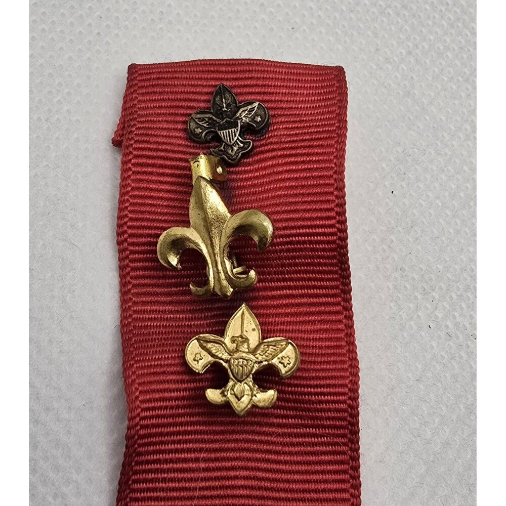 Vintage BSA Eagle Scout Mother's Pin with Red Ribbon Set of 3